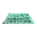 Sideview of Machine Washable Abstract Turquoise Modern Area Rugs, wshabs773turq