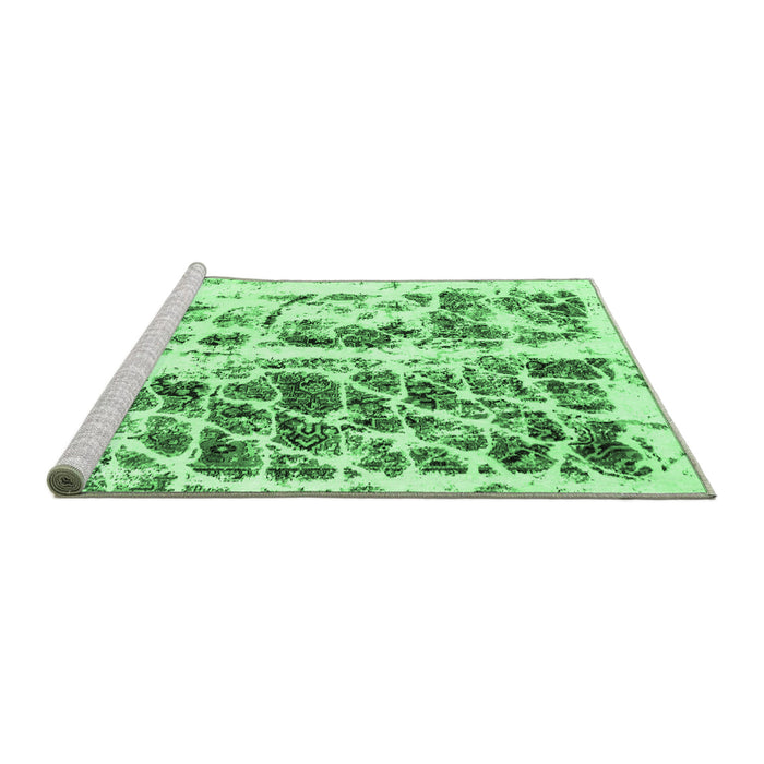 Sideview of Machine Washable Abstract Emerald Green Modern Area Rugs, wshabs773emgrn