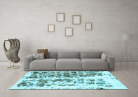 Machine Washable Abstract Light Blue Modern Rug, wshabs773lblu