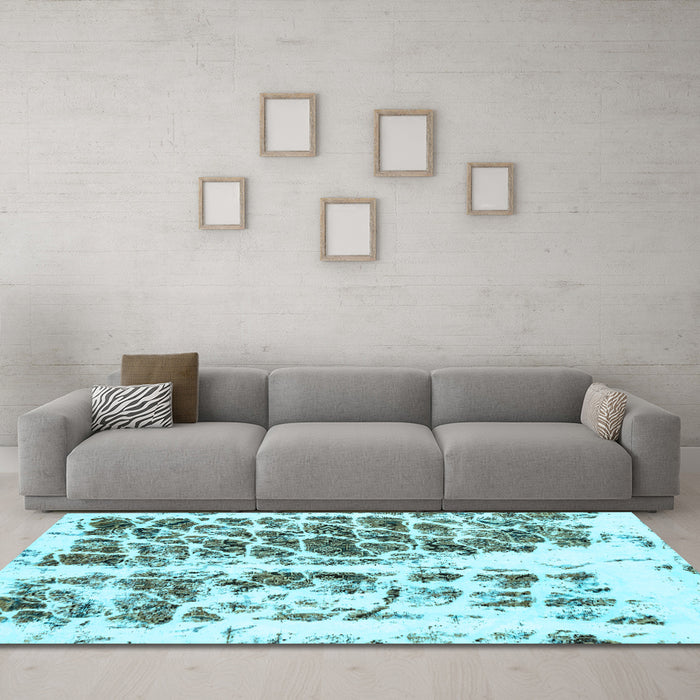 Machine Washable Abstract Light Blue Modern Rug in a Living Room, wshabs773lblu