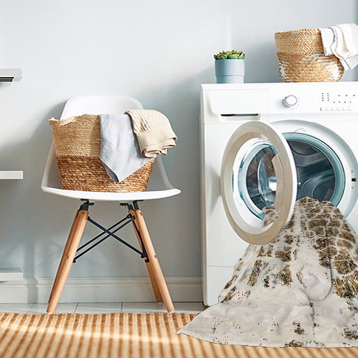 Machine Washable Abstract Dark Almond Brown Rug in a Washing Machine, wshabs773