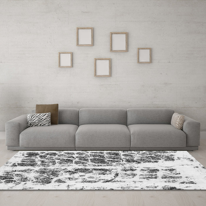 Machine Washable Abstract Gray Modern Rug in a Living Room,, wshabs773gry