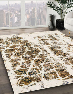 Machine Washable Abstract Dark Almond Brown Rug in a Family Room, wshabs773