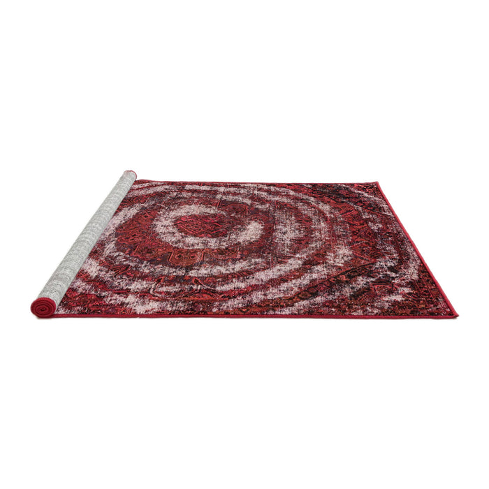 Sideview of Machine Washable Abstract Red Rug, wshabs774