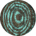 Square Machine Washable Abstract Turquoise Modern Area Rugs, wshabs774turq