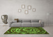 Machine Washable Abstract Green Modern Area Rugs in a Living Room,, wshabs774grn