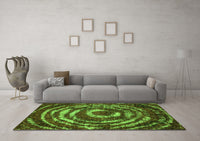 Machine Washable Abstract Green Modern Rug, wshabs774grn