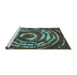 Sideview of Machine Washable Abstract Turquoise Modern Area Rugs, wshabs774turq