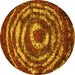 Round Machine Washable Abstract Yellow Modern Rug, wshabs774yw