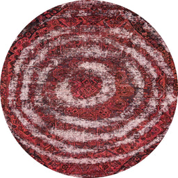 Round Abstract Red Modern Rug, abs774