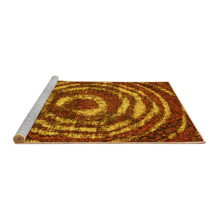 Sideview of Machine Washable Abstract Yellow Modern Rug, wshabs774yw