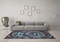 Machine Washable Abstract Light Blue Modern Rug, wshabs774lblu