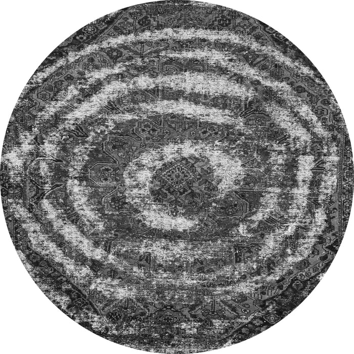 Round Machine Washable Abstract Gray Modern Rug, wshabs774gry