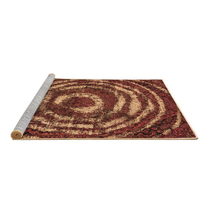 Sideview of Machine Washable Abstract Brown Modern Rug, wshabs774brn