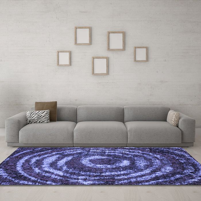 Machine Washable Abstract Blue Modern Rug in a Living Room, wshabs774blu