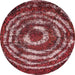 Round Machine Washable Abstract Red Rug, wshabs774