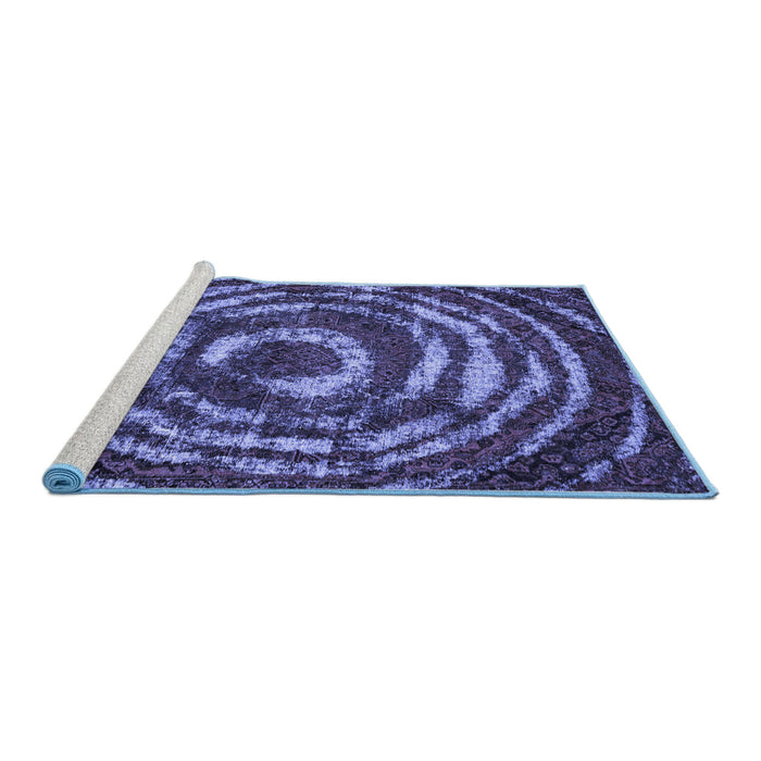Sideview of Machine Washable Abstract Blue Modern Rug, wshabs774blu
