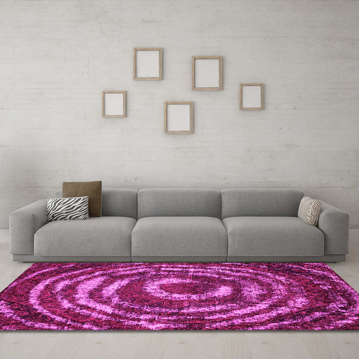 Machine Washable Abstract Pink Modern Rug in a Living Room, wshabs774pnk