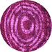 Round Machine Washable Abstract Pink Modern Rug, wshabs774pnk