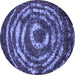 Round Machine Washable Abstract Blue Modern Rug, wshabs774blu