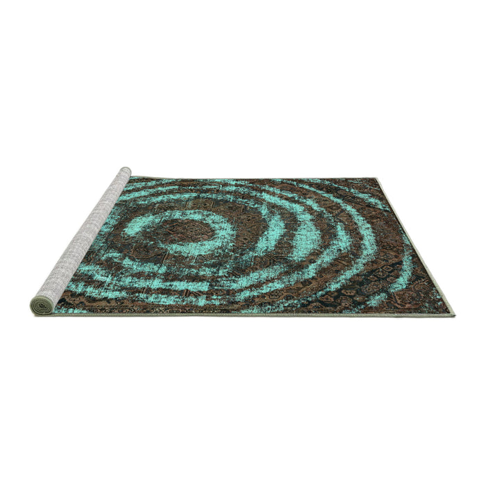 Machine Washable Abstract Turquoise Modern Area Rugs, wshabs774turq