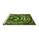 Sideview of Machine Washable Abstract Green Modern Area Rugs, wshabs774grn