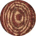 Round Machine Washable Abstract Brown Modern Rug, wshabs774brn