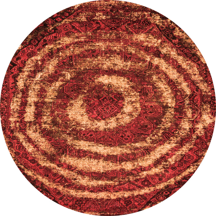 Round Abstract Orange Modern Rug, abs774org
