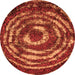 Round Abstract Orange Modern Rug, abs774org