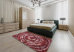 Abstract Red Modern Rug in a Bedroom, abs774