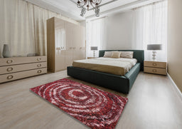 Abstract Red Modern Rug in a Bedroom, abs774