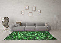 Machine Washable Abstract Emerald Green Modern Rug, wshabs774emgrn