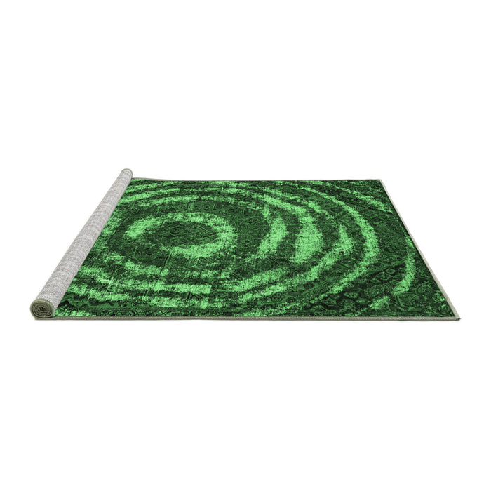 Sideview of Machine Washable Abstract Emerald Green Modern Area Rugs, wshabs774emgrn
