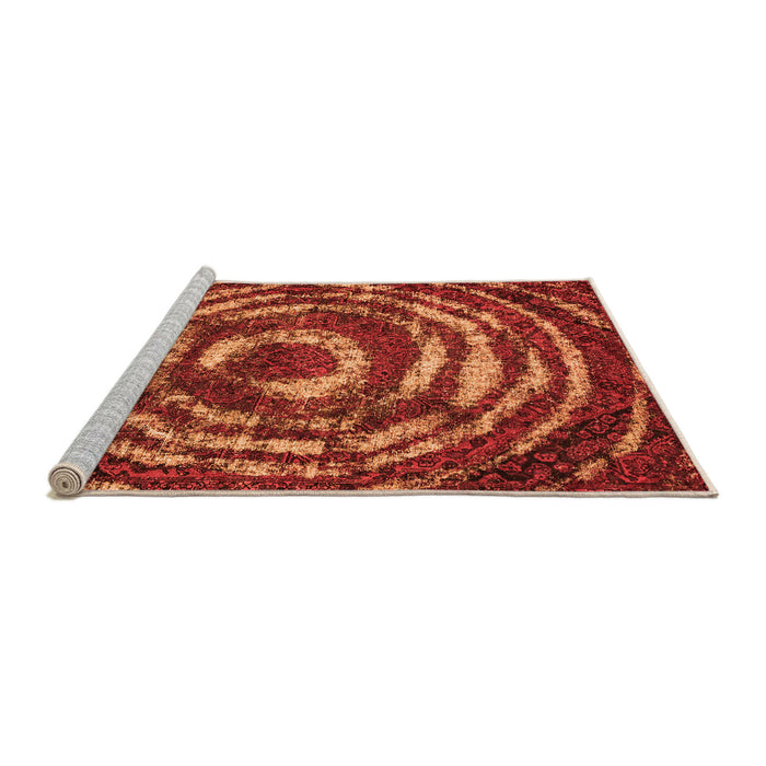 Sideview of Machine Washable Abstract Orange Modern Area Rugs, wshabs774org