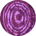 Round Machine Washable Abstract Purple Modern Area Rugs, wshabs774pur