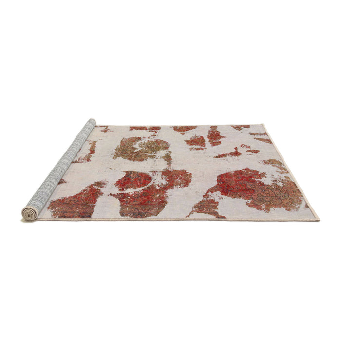 Sideview of Machine Washable Abstract Sunrise Orange Rug, wshabs775