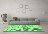 Machine Washable Abstract Emerald Green Modern Rug, wshabs775emgrn