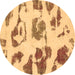 Round Abstract Brown Modern Rug, abs775brn