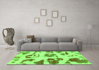 Machine Washable Abstract Green Modern Rug, wshabs775grn