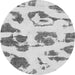 Round Machine Washable Abstract Gray Modern Rug, wshabs775gry