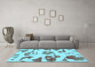 Machine Washable Abstract Light Blue Modern Rug in a Living Room, wshabs775lblu