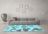 Machine Washable Abstract Light Blue Modern Rug, wshabs775lblu