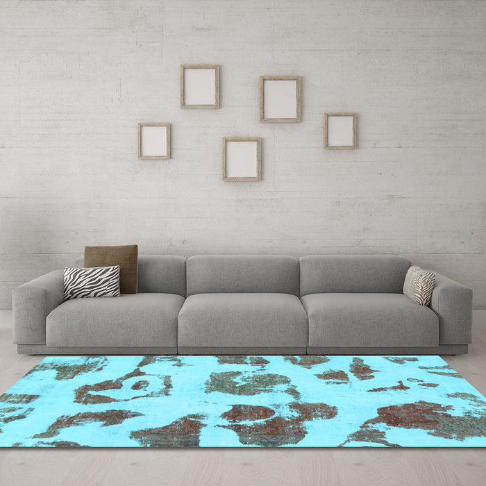 Machine Washable Abstract Light Blue Modern Rug in a Living Room, wshabs775lblu