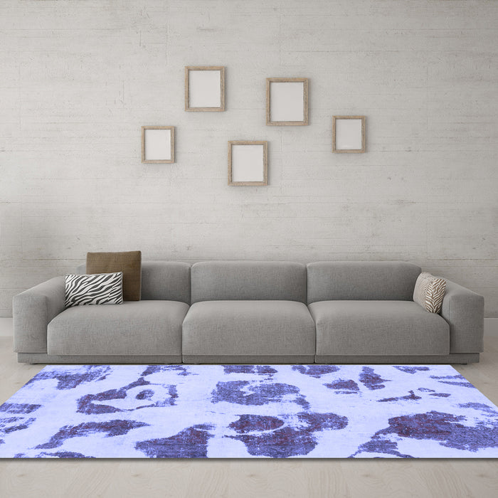 Machine Washable Abstract Blue Modern Rug in a Living Room, wshabs775blu