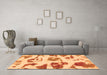 Machine Washable Abstract Orange Modern Area Rugs in a Living Room, wshabs775org