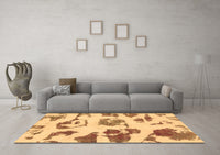 Machine Washable Abstract Brown Modern Rug, wshabs775brn