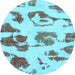 Round Machine Washable Abstract Light Blue Modern Rug, wshabs775lblu