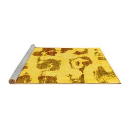 Sideview of Machine Washable Abstract Yellow Modern Rug, wshabs775yw