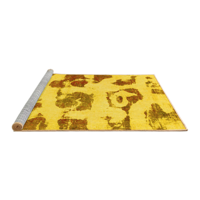 Sideview of Machine Washable Abstract Yellow Modern Rug, wshabs775yw