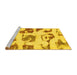 Sideview of Machine Washable Abstract Yellow Modern Rug, wshabs775yw